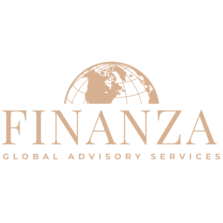 Logo of FINANZA Global Advisory Services with a stylized globe on a white background