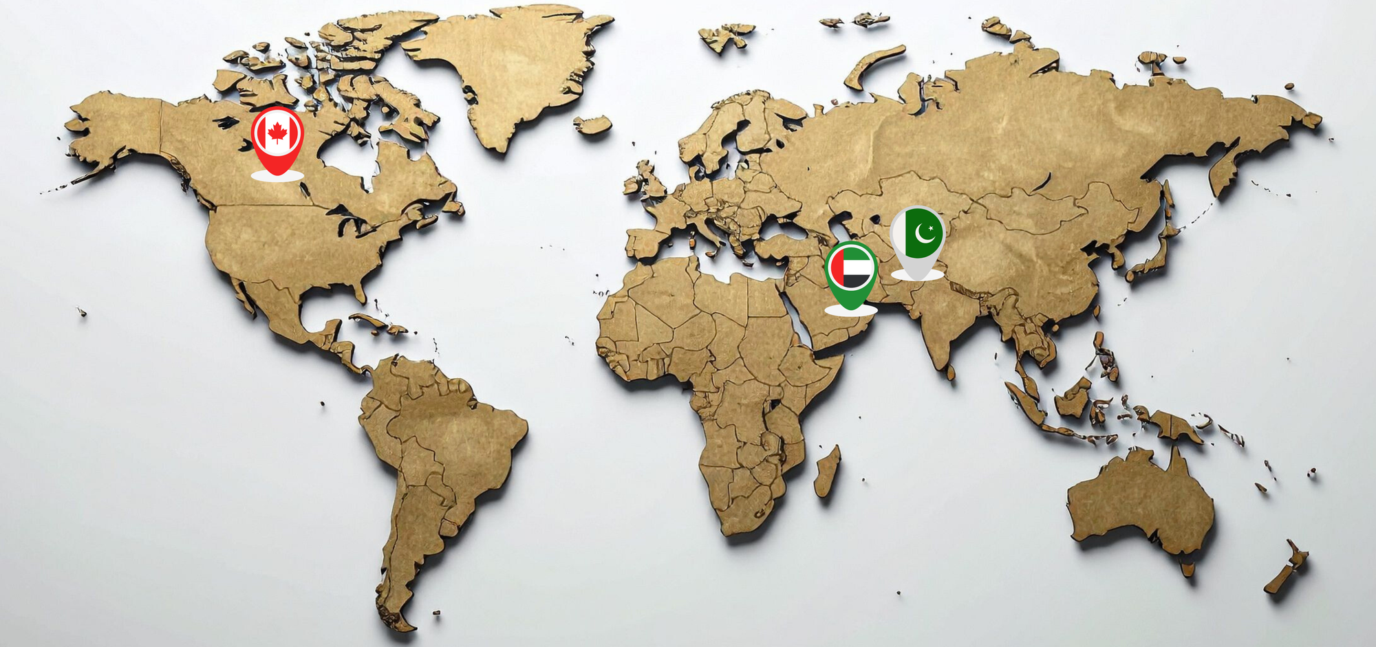 World map showing office locations